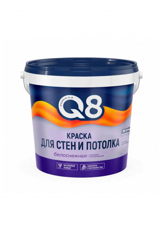 Краска ВД для стен и потолков белая матовая 1,4кг FORMULA Q8