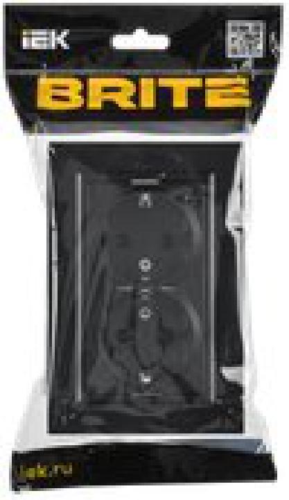 Розетка 2-м СП с/з 16А РС12-3-БрЧ без шторок черная BRITE IEK