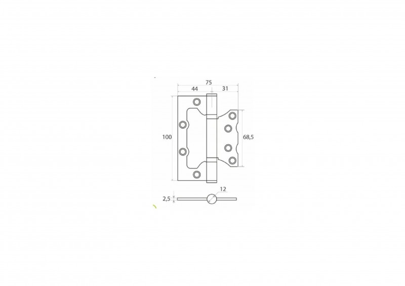 Петля без врезки 100х75х2,0 TRODOS золото