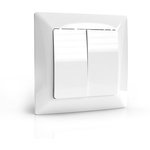 Выключатель 2кл СП AVA 10A IP20 в сборе белый TOKOV LIGHT