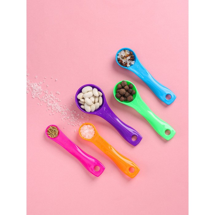 Набор мерных ложек 5шт:1мл, 2,5мл, 5мл,7,5мл,15мл, цвет микс, "Креатив"
